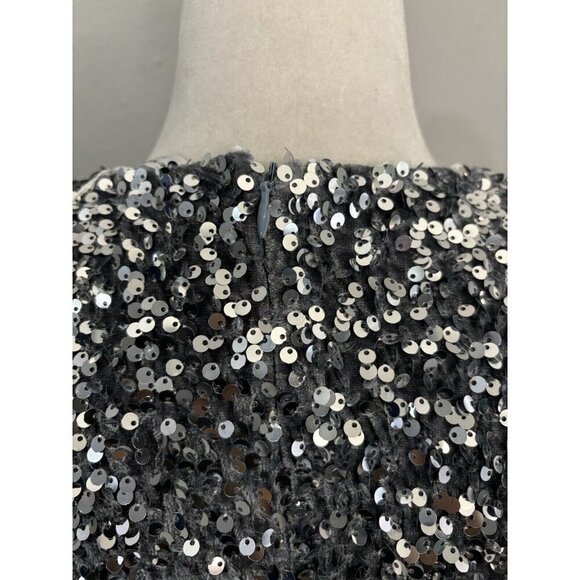 One And Only Sequin Silver Party Dress V Neck Short Fully Lines Stretchy Size XS - Picture 6 of 14